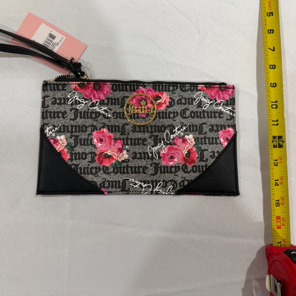 Juicy Couture Black and Pink Floral Clutch